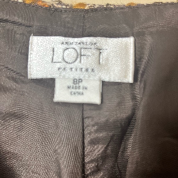 LOFT Petite 6/8 Wool Blend Tweed Skirt Suit Jacket Skirt Neutral Classic Chic - Picture 12 of 16